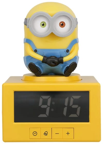 Minions Bob Icon Wekker – 14 cm Digitale Wekker met Tap‑to‑Snooze en Nachtlamp – Werkt op Batterijen – Paladone