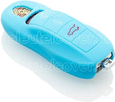 Autosleutel Hoesje geschikt voor Porsche - SleutelCover - Silicone Autosleutel Cover - Sleutelhoesje Lichtblauw