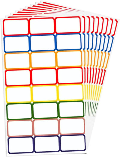 Kleurrijke rechthoekige stickers 480 stuks, 36 x 22 mm, zelfklevende labels voor namen, adressen en organisatie