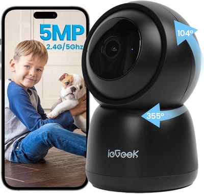 SC1 Pro Camerabewaking - 5MP Ultra HD - Huisdiercamera met app - Beveiligingscamera binnen - Wifi Camera APP - Volgt beweging en geluidsdetectie - Bewakingscamera - 2.4/5 GHz - Zwart