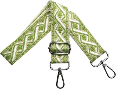 Verstelbare Schouderband voor Handtassen, Brede 3.8 cm met Zilveren Karabijnhaak, Comfortabele Draagriem in Matcha Groen