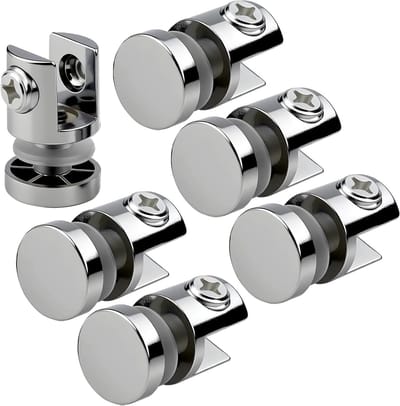 Set van 6 glazen houders, verstelbare clips voor 8-10 mm dik glas, ideaal voor glazen planken en panelen