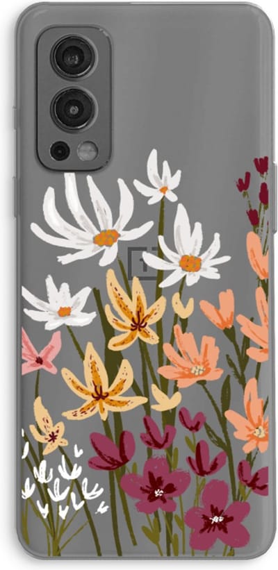 Case Company® - Hoesje geschikt voor OnePlus Nord 2 5G hoesje - Painted wildflowers - Soft Cover Telefoonhoesje - Bescherming aan alle Kanten en Schermrand