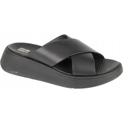 FitFlop Dames/Dames F-Mode Leren Flatform Sliders (Zwart)