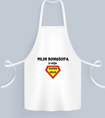 Akyol - mijn bonusopa is mijn superheld Keukenschort - Opa - super bonusopa - verjaardag - cadeautje voor opa - opa artikelen - kado - geschenk - 82 bij 71 cm