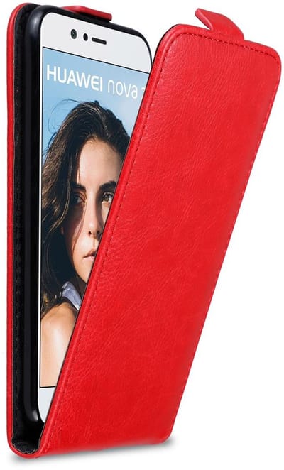 Cadorabo Hoesje geschikt voor Huawei NOVA 2 in APPEL ROOD - Beschermhoes in flip design Case Cover met magnetische sluiting
