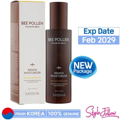 [MISSHA] Bee Pollen Renew Moisturizer 130ml 1pc + Sample Gifts black