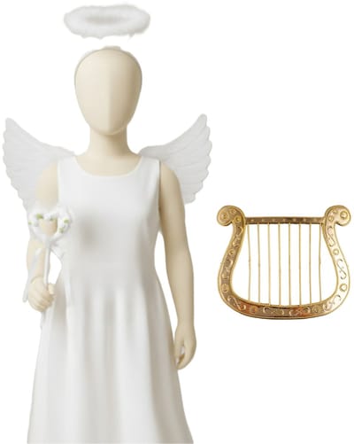 Ruhhy Engel verkleedaccessoires set - wit - engelen vleugels - 4-delig - carnaval / kerst thema