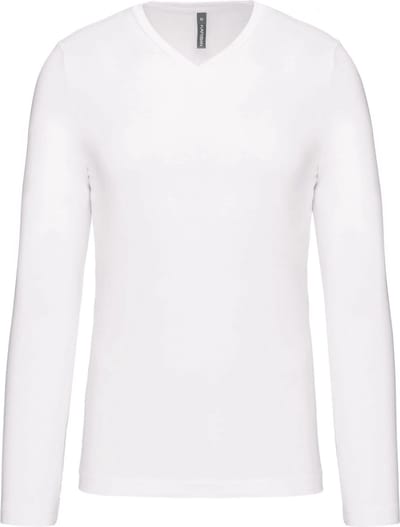 Kariban Herenshirt met lange mouwen en V-hals White - S