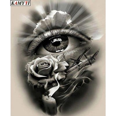5d diamant borduurwerk diamant bloemen en ogen diy diamant schilderij cross ctitch home decor geschenken 20X30CM gray