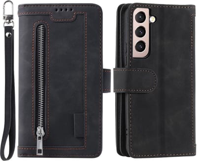 Coverup Hoesje - Geschikt voor Samsung Galaxy S22 Hoesje - Coverup Portemonnee Book Case - Zwart