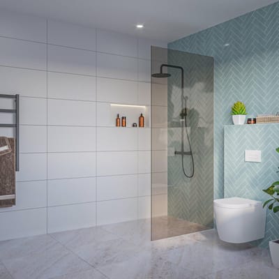 FugaFlow Eccelente Vetro Inloopdouche - rook glas - 90x200cm - 8mm - nano - blind inbouw profiel