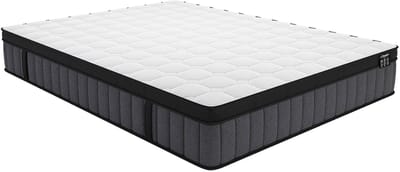 Vente-unique Set 160 x 200 cm licht naturelkleurige bedbodem met opbergruimte + hybride matras met pocketveren met 7 zones en gel met vormgeheugen van 25 cm dik - TOLCA van YSMÉE