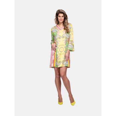 Mucho Gusto Jurk palau geel met groene paisley