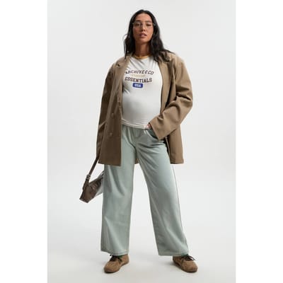 boohoo Dames Zwangerschapsjeans met wijde pijpen over de bump | Bleach Wash | Maat: 12
