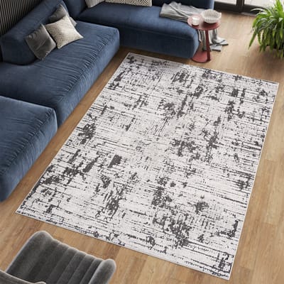 Tapiso Lotus Vloerkleed Zwart Antraciet Laagpolig Woonkamer Tapijt Maat- 200x300