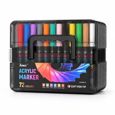 Acrylmarkers - 72 stuks - zachte punt en direct vloeibare inkt - voor tekenen en DIY - draagbare stapeldoos