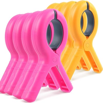 Strandhanddoekclips - Wasknijpers stoel - Strand en cruise - Dubbellaags anti-afdruk - 8 stuks - Geel roze