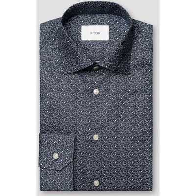 Eton Overhemd Signature Twill Allover Mini Floral Pattern Navy / male