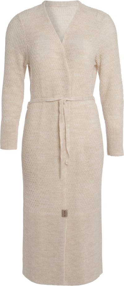 Knit Factory Gina Lang Gebreid Vest - Lang vest reikend tot kuithoogte - Lange cardigan - Beige damesvest - Beige - 40/42