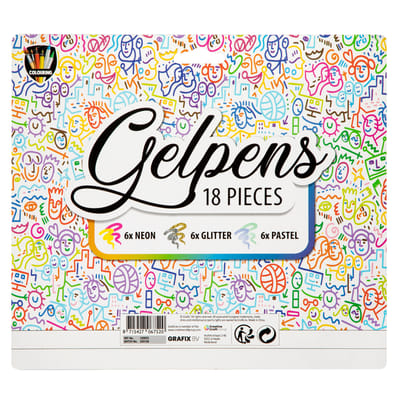 Gelpennen | Gekleurde gelpennen | Glitter gelpennen | Neon gelpennen | 18 stuks