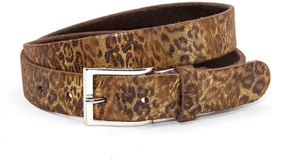 Dames riem met luipaard print goud - 3.5 cm breed - Leer - Jeans riem - Casual - Maat 85