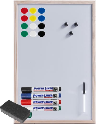 Zeller Magnetisch whiteboard/memobord - 40 x 60 cm - met Power Liner stiften - 15x magneten - en een wisser