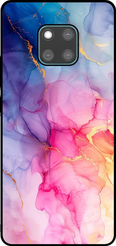 Smartphonica Telefoonhoesje Geschikt voor Huawei Mate 20 Pro met marmer opdruk - TPU backcover case marble design - Regenboog geschikt voor Huawei Mate 20 Pro
