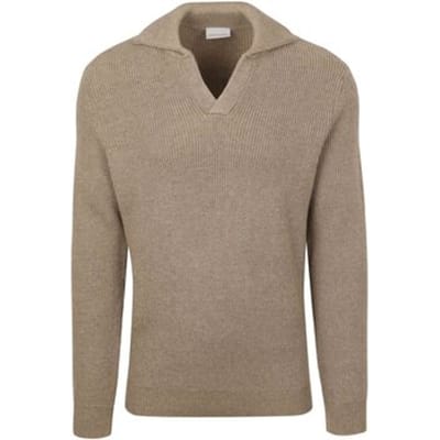 Suitable Trui Riva Knit Taupe - Maat XXL - Heren - Pullover