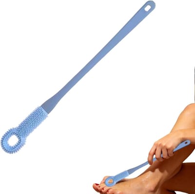 Teen borstel - Voetreiniger douche - Hygiënische reiniging - Ergonomische grip - 41 cm lang - Grijs