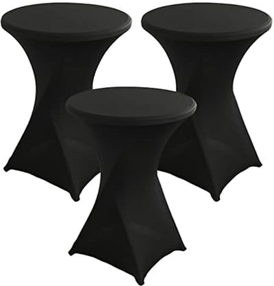 Statafelhoezen Set - Bistrotafelhoezen - Feestelijke Decoratie - Onderhoudsvriendelijk Sneldrogend - 3 stuks 80 cm - Zwart