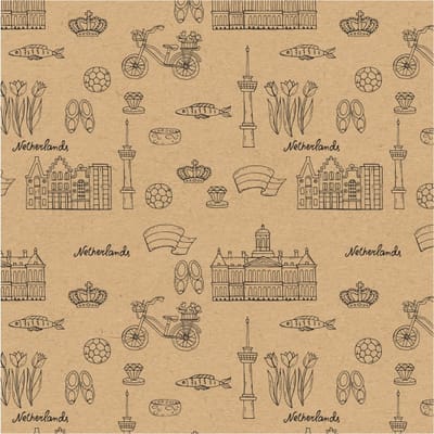 Duurzaam Inpakpapier - Kraft - Holland - Thema - 100 meter x 50cm