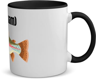Akyol - vis met eigen naam koffiemok - theemok - zwart - Vis - vissen liefhebbers - iemand die houdt van vissen - verjaardag - cadeau - kado - 350 ML inhoud