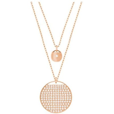 Swarovski Ginger Rond Hanger Dubbele Laag Ketting Damesketting Roségoud 5253286 Box (Random Color) beige