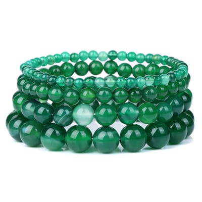 Bixorp Gems Groene Portland Agaat Edelsteen Armbanden set 4mm + 6mm + 8mm + 10mm - Edelstenen Armbanden Bundel Cadeau