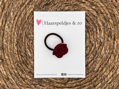 Elastiek - per stuk - hippe kleuren - met bloem - meisjes - blossem - rood
