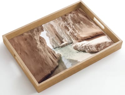 Dienblad hout 50x35 cm - Schootdienblad - Rotsen - Zee - Zand - Kloof - Borrelplank rechthoek - Plateau dienbladen