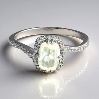 Cavill - Zilveren ring 925 Sterling zilver - Orthoklaas 0,53 ct antiek Madagaskar - 36 witte topaas 0,2 ct pavézetting - elegante damesring maat 17