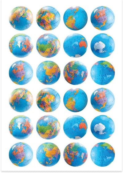 Globe Stickers - Wereldbol Stickers - Klas Motivatie Tool - Realistisch Ontwerp - 2.5 cm - Multicolor
