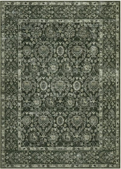 Woonkamerkleed - 160x230cm - Groot wasbaar vintage kleed - donkergroen