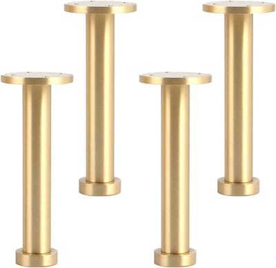 Verstelbare meubelpoten - Set van 4 - Meubels upgraden - Massief messing - 8 cm hoog - Goud