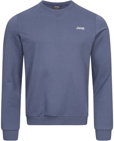 Jeep Heren Sweatshirt Met Ronde Hals Blauw - L