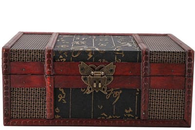Opbergdoos Premium Vintage - Antieke Bewaardoos Decoratief, Handgemaakte Rustieke Kist met Oude Stijl Afwerking voor Sieraden, Bruiloft Wijnkist en Verjaardagsfeest Cadeau