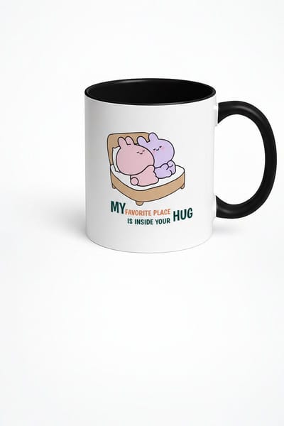 Mijn Favoriete Plek Knuffel Mok - Liefdevolle Konijnen Beker