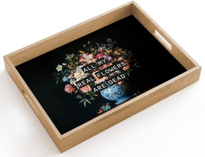 Dienblad hout 40x30 cm - Schootdienblad - Bloemen - Art - Pastel - Quotes - Borrelplank rechthoek - Plateau dienbladen
