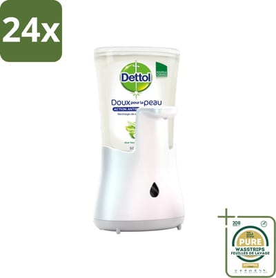 Dettol - Automatische Zeepdispenser - No-Touch Zilver met Aloe Vera - 250 ml - Voordeelverpakking - 24 stuks - Antibacterieel - Aloe vera