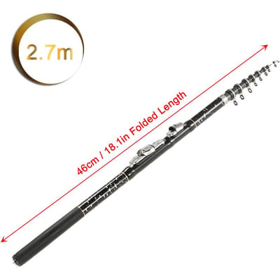 Draagbare telescopische koolstofvezel ultralichte intrekbare vishengel 2.7m gray