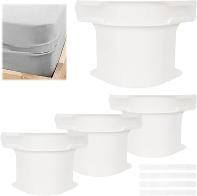 Set van 4 Fitted Paint Holders, Witte Antislip Stretch Rubbers voor Matrassen, Babybedden en Seniorenbedden, Sterke Antislip Clips met Hechting, Dekbedovertrek Houder met Sluitstrips en Bescherming tegen Wind