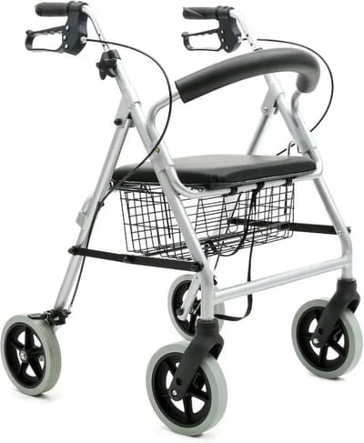 Rollator Go Freedom - Lichtgewicht en opvouwbaar - Comfortabele zitting - Inclusief stokhouder, mand en rugsteun - Belastbaar tot 120 kg