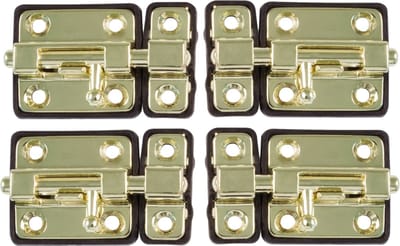 AMIG schuifslot/plaatgrendel - 4x - zamak - 3.5cm - messing - incl schroeven - deur - raam